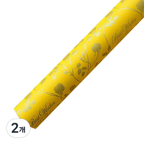 포포팬시 도트장미 종이포장지 53cm x 20m, 노랑, 2개