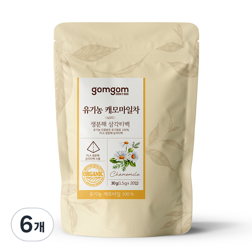 곰곰 유기농 캐모마일차 생분해 삼각티백, 1.5g, 20개입, 6개
