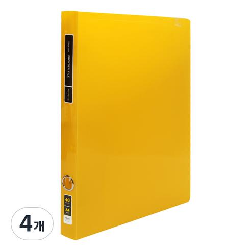 위즈오피스 프론 투명 링 파일 40p, 옐로우, 4개