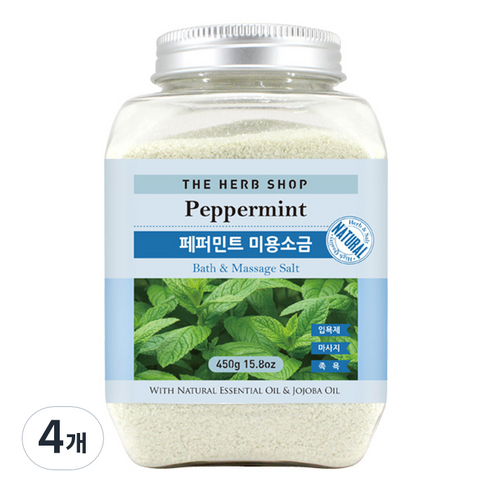 더허브샵 페퍼민트 미용소금, 450g, 4개