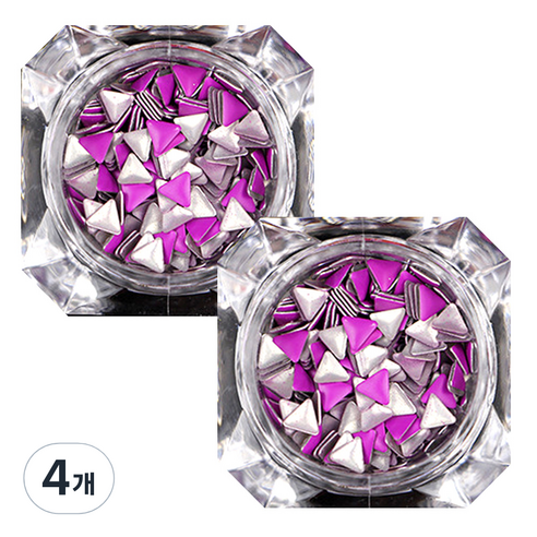 트라이앵글 네일 글리터 4mm, 퍼플, 4개