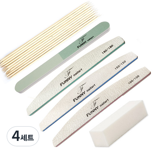 퍼니네일 프리미엄 지브라파일 세트, 지브라3종+쿠션3way광파일+샌딩블럭+우드스틱10p, 4세트