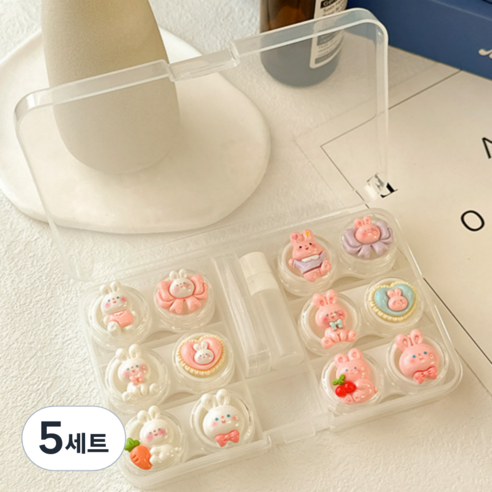 특별한상점 요일별 6개 귀여운 콘택트렌즈 케이스 흡착봉 집게 세트, B, 5세트