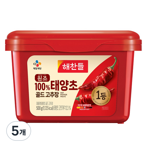 해찬들 태양초 골드 고추장, 5개, 500g
