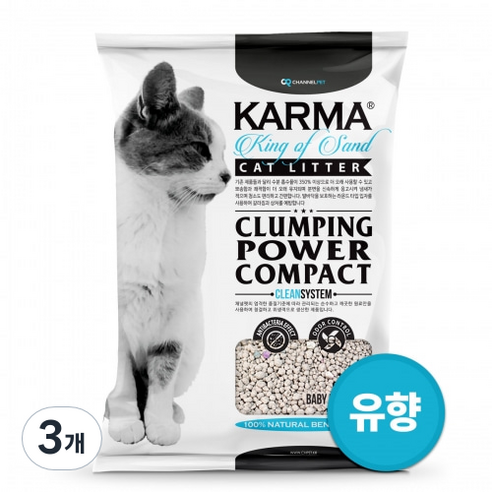 카르마 킹오브샌드 고양이모래 베이비파우더향, 5L, 3개