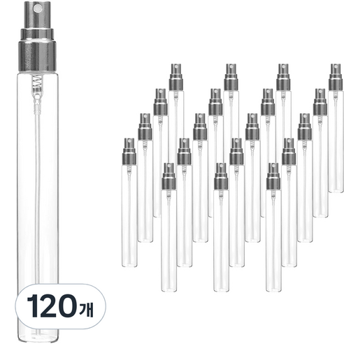 알루미늄캡 스프레이 용기 10ml, 120개, 투명(용기) + 실버(캡)