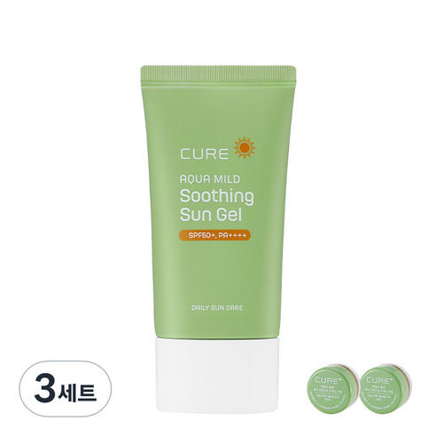 김정문알로에 큐어 아쿠아 마일드 수딩 선젤 50ml + 2X 크림 3.5g x 2p, 3세트