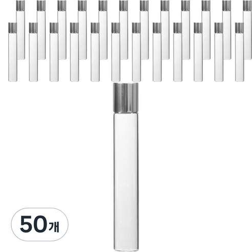 롤온 향수 용기 10ml, 50개, 실버(캡) + 투명(용기)