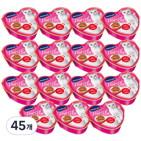 비타크래프트 성묘용 포에시 하트캔 고양이 주식 파우치, 치킨 + 당근 + 사과, 85g, 45개