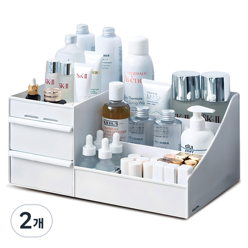 마켓플랜 멀티 화장품 정리함, 2개, 화이트