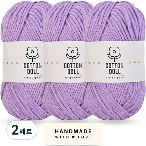 니뜨 코튼돌실 50g x 3p + 코튼 라벨 세트, 2세트, 40 라벤다