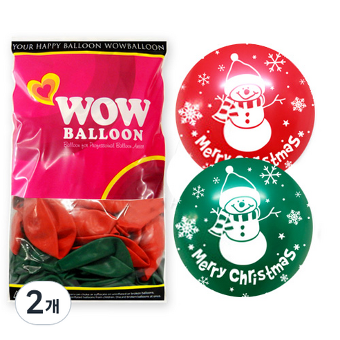 와우파티코리아 크리스마스 스노우맨 풍선 30cm 50p, 혼합색상, 2개