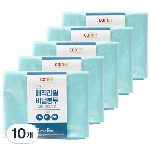 코멧 250시리즈 매직 리필 무향 비닐봉투, 21L, 10개