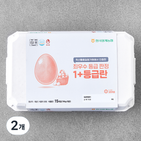 목계촌 1+ 등급 계란 780g, 15구, 2개