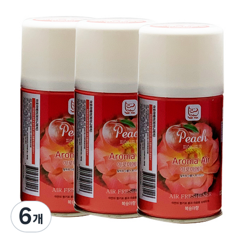 아로마에어 실내용 방향제 피어니피치, 280ml, 6개, 과일/트로피칼향
