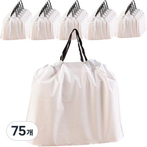마켓감성 단색 손잡이 포켓 봉투, 화이트 + 블랙, 75개