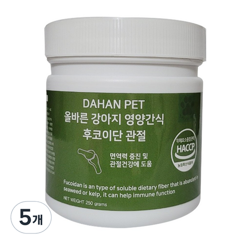 다한 강아지 후코이단 영양제, 뼈/관절강화, 5개