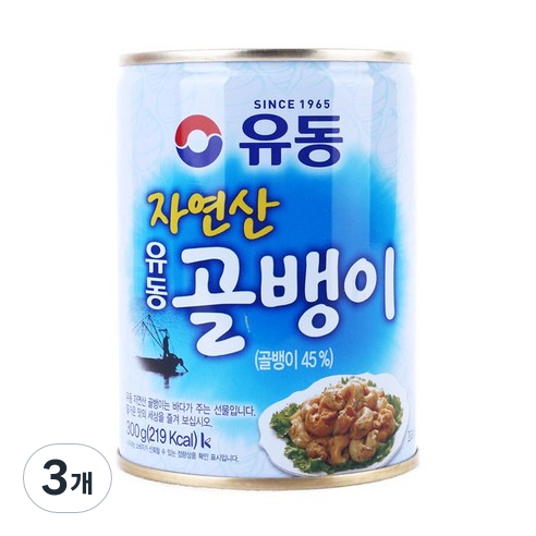 유동 자연산 골뱅이 통조림, 300g, 3개