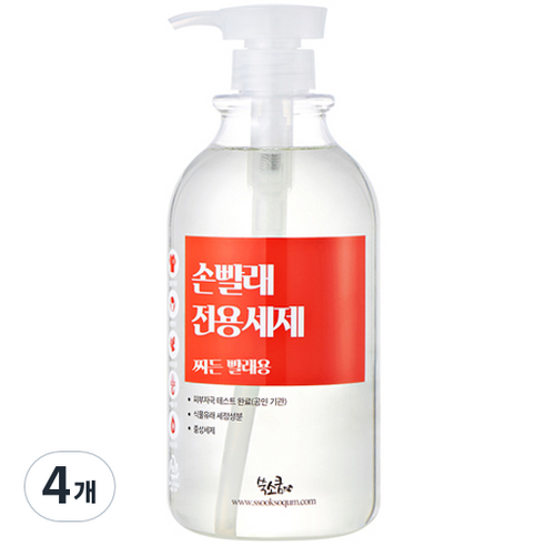 쑥소쿰 손빨래 전용세제 찌든빨래용, 1L, 4개