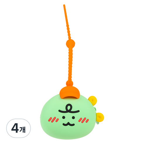 카카오프렌즈 땡글이 얼굴형 실리콘 이어폰 멀티 파우치, 죠르디모자ORANGE, 4개
