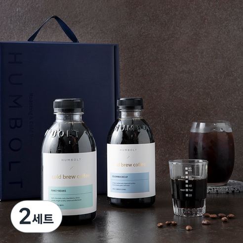 훔볼트 프리미엄 콜드브루 원액 케냐 블렌드 500ml + 콜롬비아 디카페인 500ml + 샷잔 선물세트 4호, 1L, 2세트