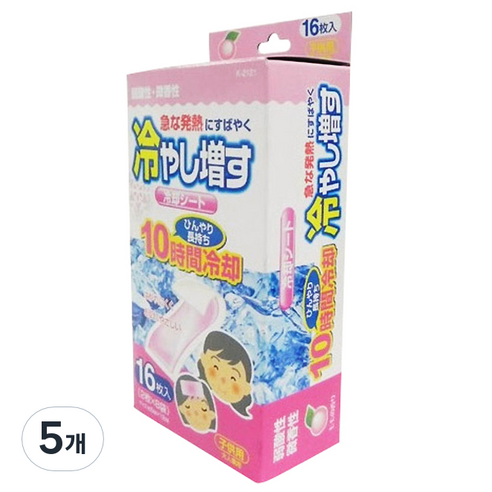 코쿠보 열 냉각시트 어린이용 복숭아향, 16개입, 5개
