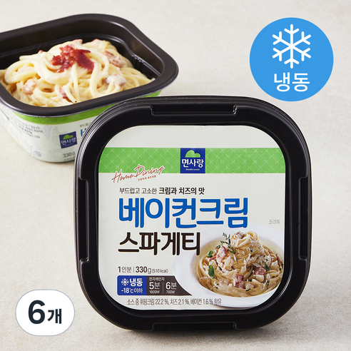 면사랑 베이컨크림 스파게티 (냉동), 330g, 6개