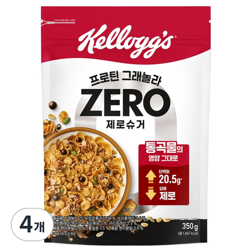 켈로그 프로틴 그래놀라 제로슈거, 350g, 4개
