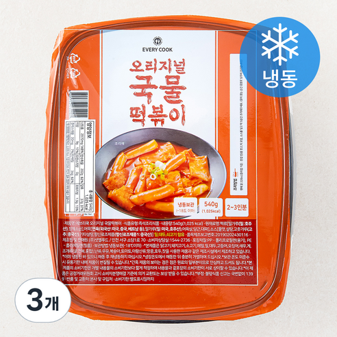에브리쿡 오리지널 국물 떡볶이 (냉동), 540g, 3개