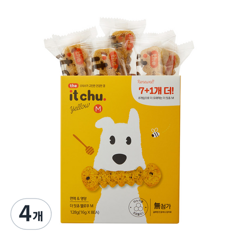 잇츄 옐로우 M 강아지 덴탈껌 128g, 밀웜, 4개