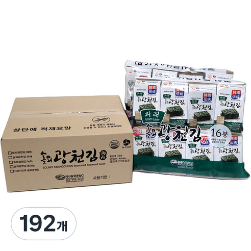 솔뫼광천 파래 도시락김, 4g, 192개