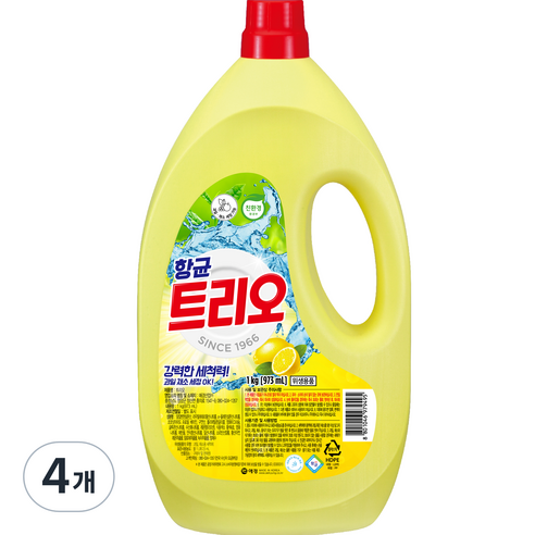 트리오 애경 주방세제, 1kg, 4개