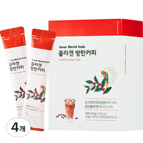 이너월드카페 콜라겐 방탄 커피, 4개, 225g