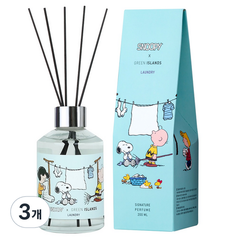 데일리콤마 스누피 디퓨저, 런드리 향, 200ml, 3개