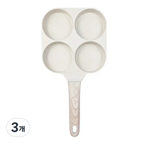 HAKOYA 인덕션 논스틱 다용도 마블 프라이팬 4구 HA-XY101, 베이지, 3개, 18.5cm