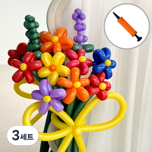 파티아일랜드 꽃다발 DIY + 미니 손펌프 세트, 레인보우, 3세트