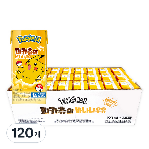 포켓몬 피카츄의 바나나 우유, 190ml, 120개