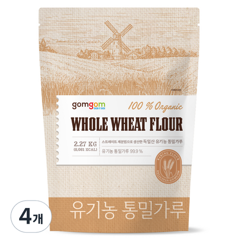 곰곰 유기농 통밀가루, 2.27kg, 4개