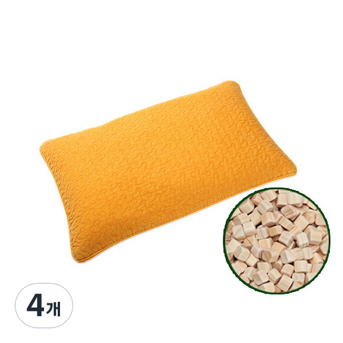 편백아트 큐브칩 순면 천연염색 편백 베이직 베개, 황토, 4개