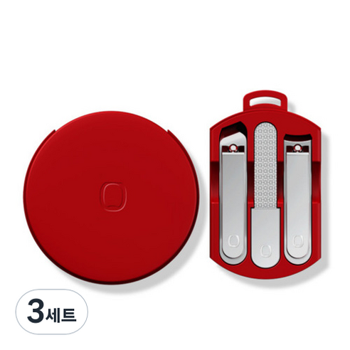피피홈리빙 마카롱 포켓 손톱깍이 케어 세트, 3세트, 레드