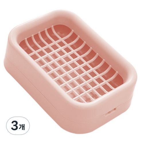 하이엉클 심플 파스텔 물빠짐 비누받침대, 핑크, 3개