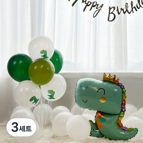 파티아일랜드 공룡풍선스탠드 + 킹티라노호일풍선, 3세트, 혼합색상