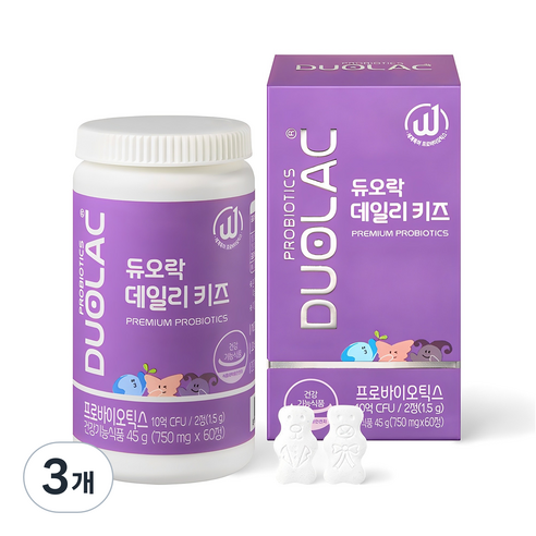 듀오락 데일리키즈 츄어블 어린이 유산균, 60정, 3개