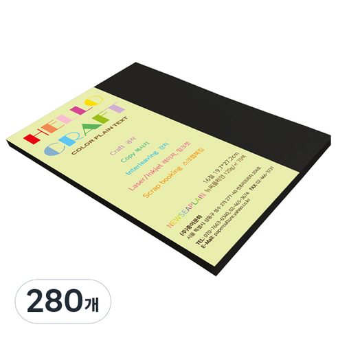 뉴씨플레인 종이문화 양면색상지 No47 검정색, 16절, 280개