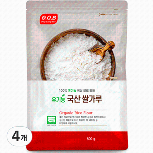오큐비 유기농 국산 쌀가루, 500g, 4개