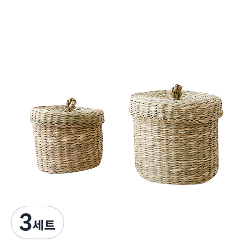 마켓비 BELY 수제 수납함 2종 세트 BM25033, 내추럴, 3세트