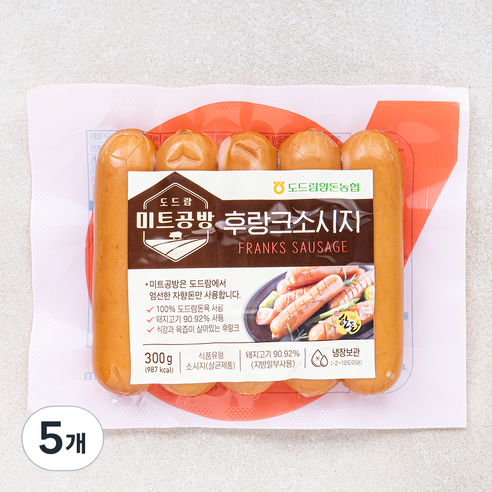 농협식품 도드람 미트공방 후랑크 소세지, 300g, 5개