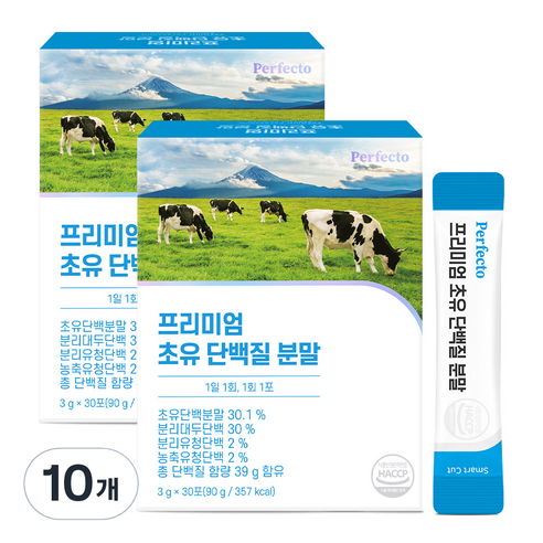 퍼펙토 프리미엄 초유 단백질 분말 스틱, 90g, 10개