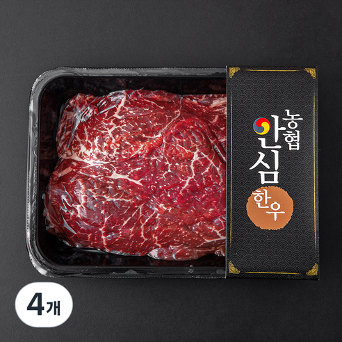 농협안심한우 1등급 정육 불고기용 (냉장), 600g, 4개