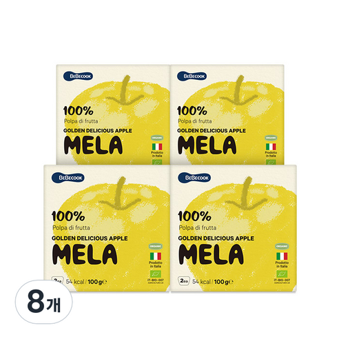 베베쿡 유기농 멜라퓨레, 사과, 200g, 8개